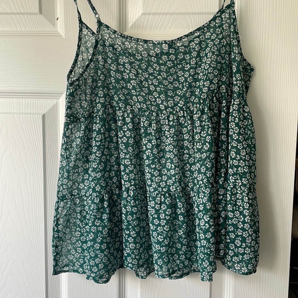 Divided XS Floral Ditsy Green Tank Top